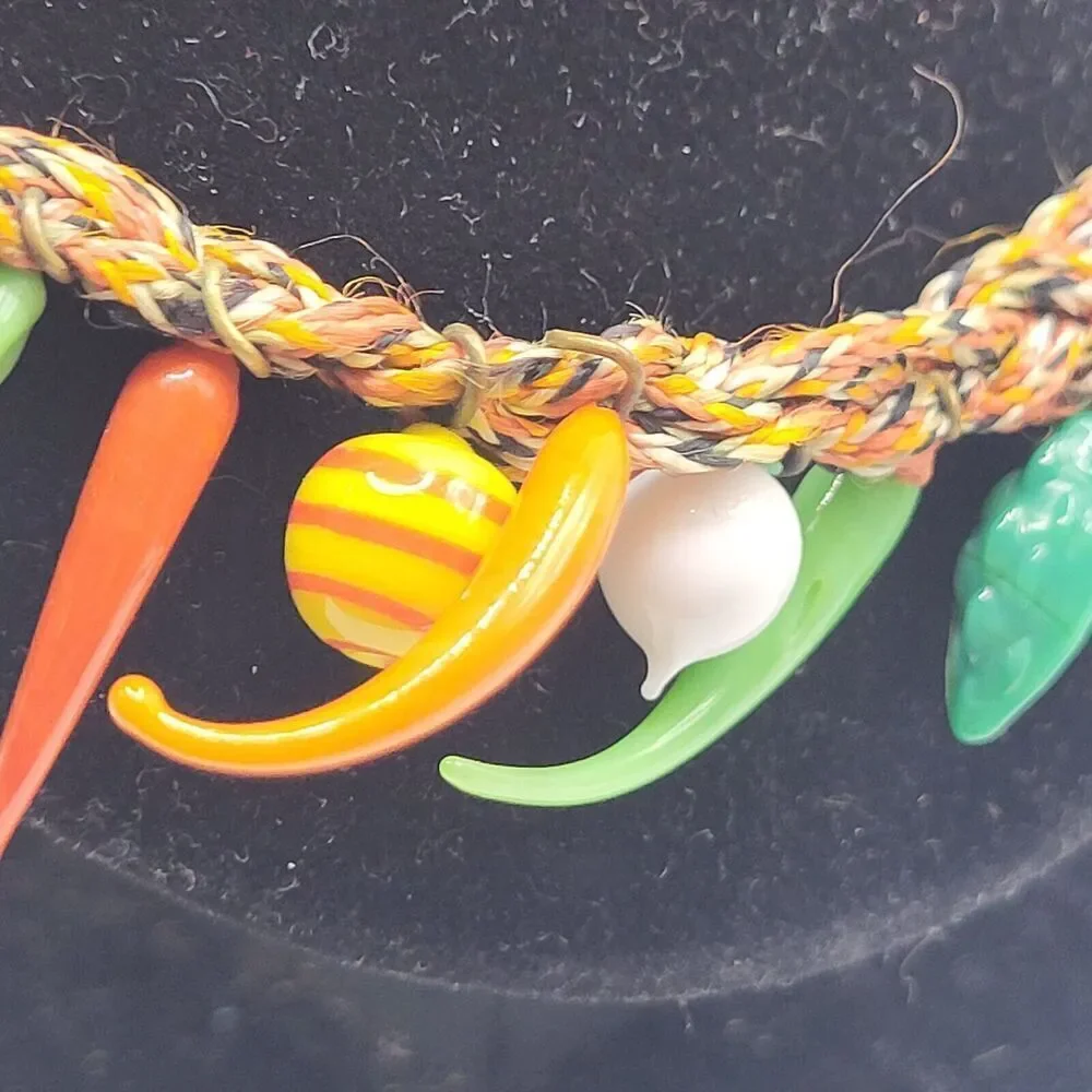 Glass Pendant Necklace Vegetables 32in